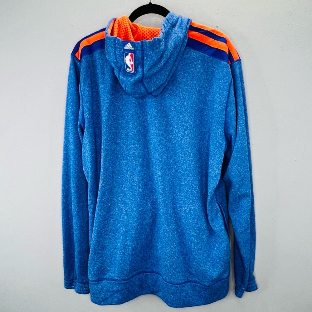 ADIDAS New York Knicks Full Zip Hoodie Jacket XL NBA Finals Blue Orange - Picture 15 of 16